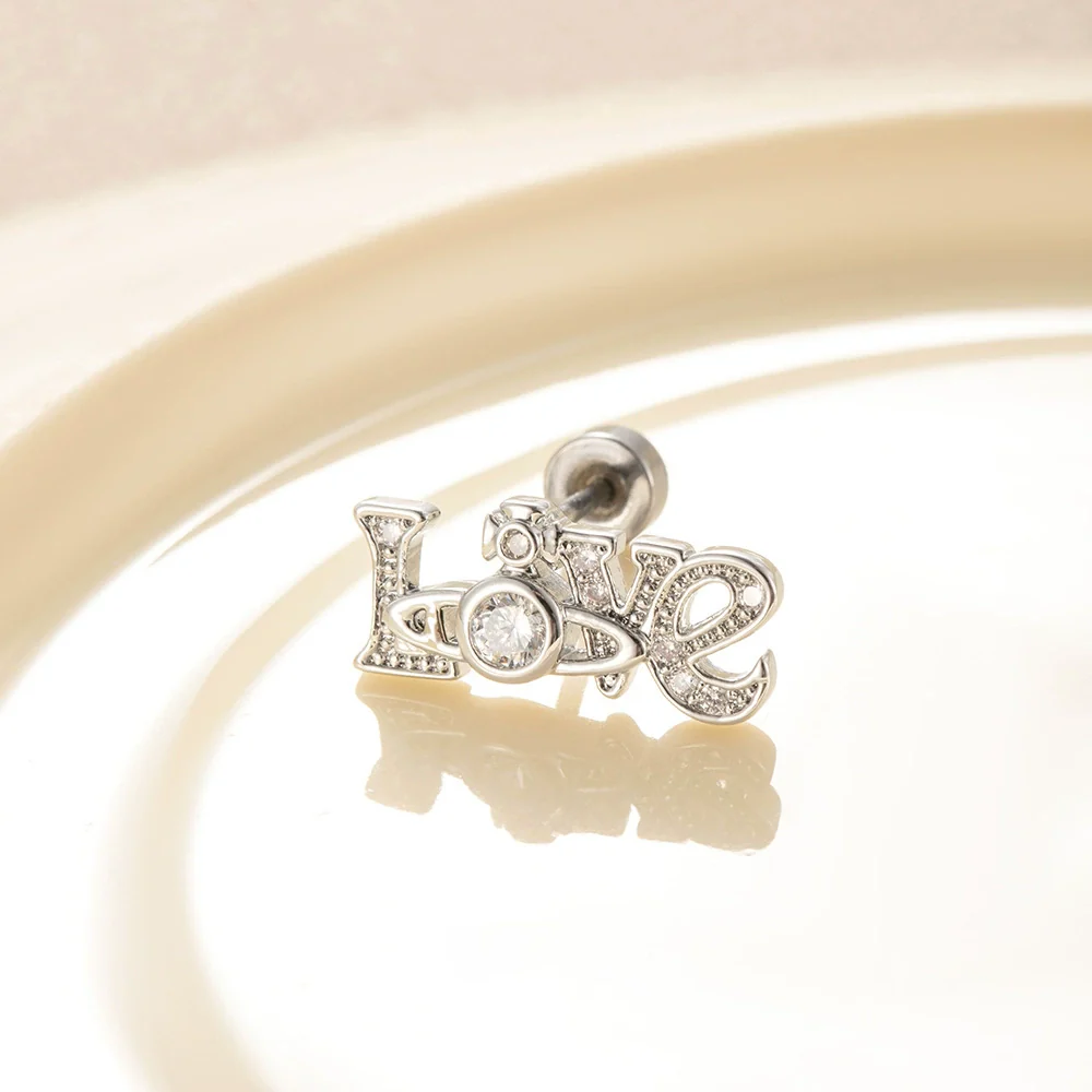 Wholesale Girls Titanium Steel Ear Nails With Geometric Design And Inlaid Zircon - Image 5