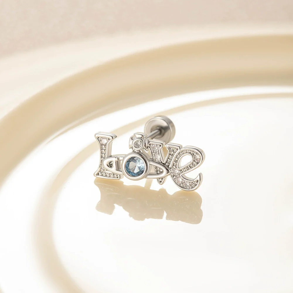 Wholesale Girls Titanium Steel Ear Nails With Geometric Design And Inlaid Zircon - Image 7