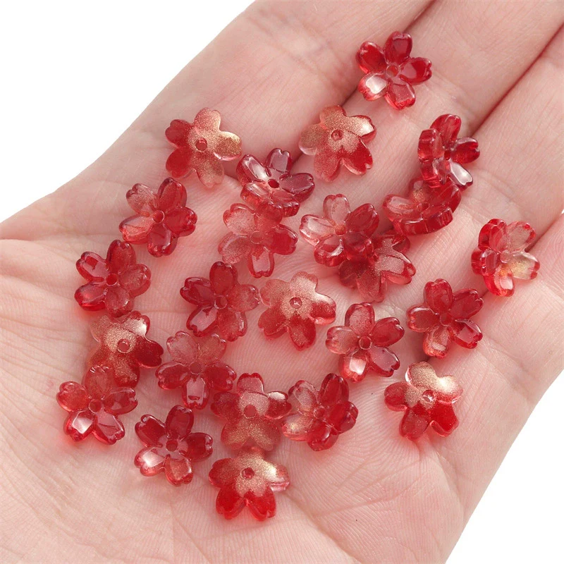 Wholesale Glass And Glaze Natural Style Three Dimensional Medium Hole Cherry Blossom Beaded Jewelry Material For Necklace And Bracelet - Image 18