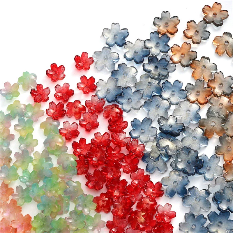 Wholesale Glass And Glaze Natural Style Three Dimensional Medium Hole Cherry Blossom Beaded Jewelry Material For Necklace And Bracelet - Image 3