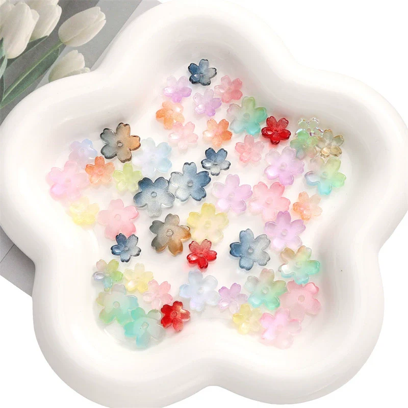 Wholesale Glass And Glaze Natural Style Three Dimensional Medium Hole Cherry Blossom Beaded Jewelry Material For Necklace And Bracelet - Image 4