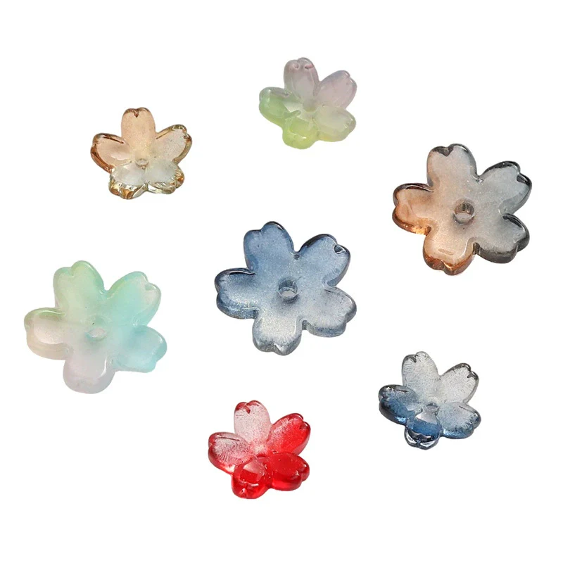 Wholesale Glass And Glaze Natural Style Three Dimensional Medium Hole Cherry Blossom Beaded Jewelry Material For Necklace And Bracelet - Image 5