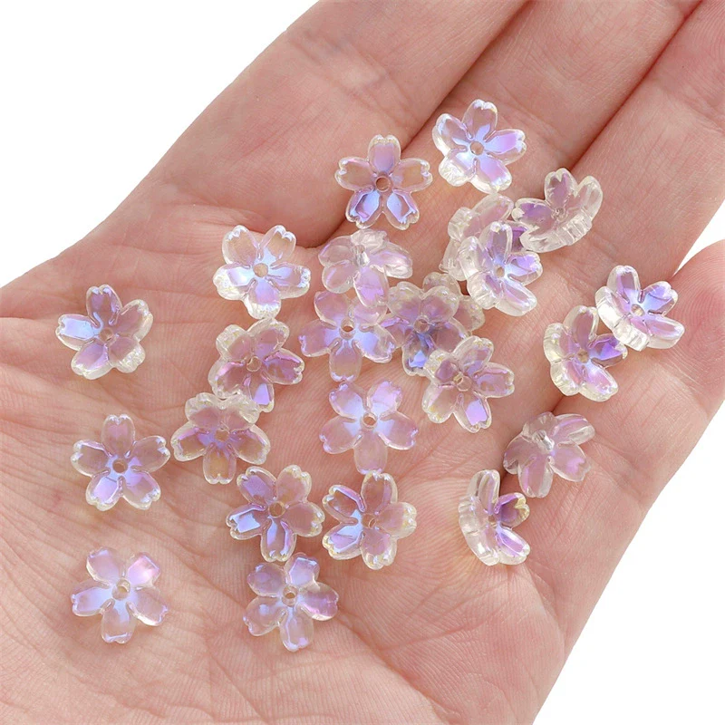 Wholesale Glass And Glaze Natural Style Three Dimensional Medium Hole Cherry Blossom Beaded Jewelry Material For Necklace And Bracelet - Image 7