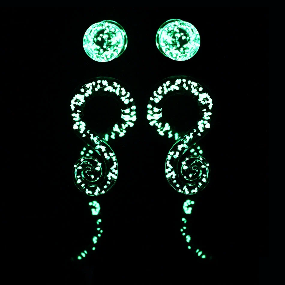 Wholesale Glass And Glaze Wave Pattern Simple Style Luminous Ear Expander Puncture Jewelry - Image 2