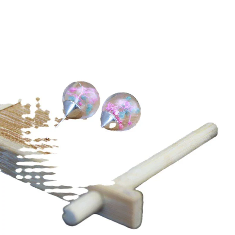 Wholesale Glass Glaze Dried Flower Drop Shape Geometric Earrings - Image 5