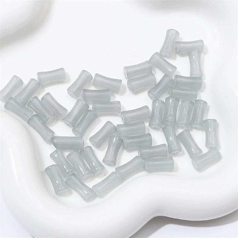 Wholesale Glass Glaze Handmade Bead String Jewelry Material For Bracelet Headdress Imitation Jade Straight Hole Bamboo Beads - Image 11