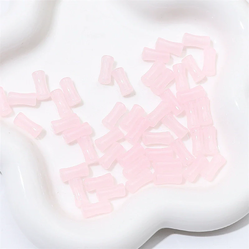 Wholesale Glass Glaze Handmade Bead String Jewelry Material For Bracelet Headdress Imitation Jade Straight Hole Bamboo Beads - Image 14