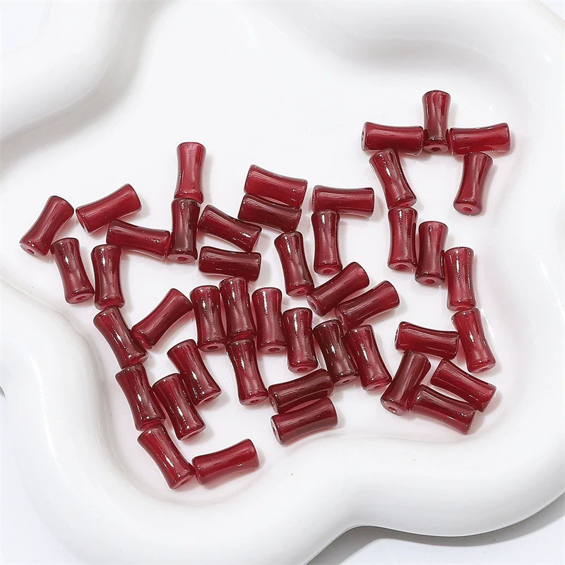 Wholesale Glass Glaze Handmade Bead String Jewelry Material For Bracelet Headdress Imitation Jade Straight Hole Bamboo Beads - Image 15