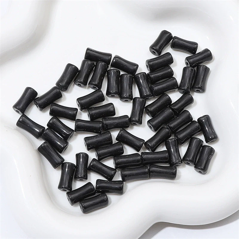 Wholesale Glass Glaze Handmade Bead String Jewelry Material For Bracelet Headdress Imitation Jade Straight Hole Bamboo Beads - Image 17