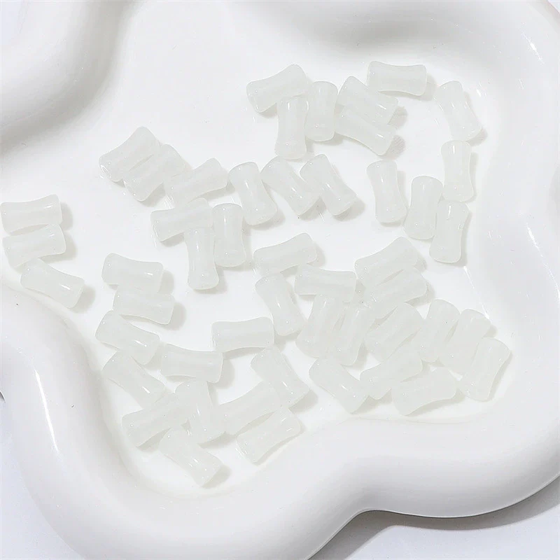Wholesale Glass Glaze Handmade Bead String Jewelry Material For Bracelet Headdress Imitation Jade Straight Hole Bamboo Beads - Image 18