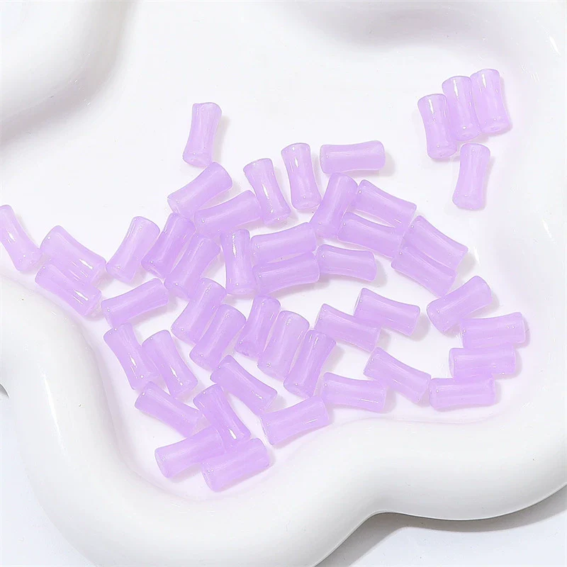 Wholesale Glass Glaze Handmade Bead String Jewelry Material For Bracelet Headdress Imitation Jade Straight Hole Bamboo Beads - Image 19