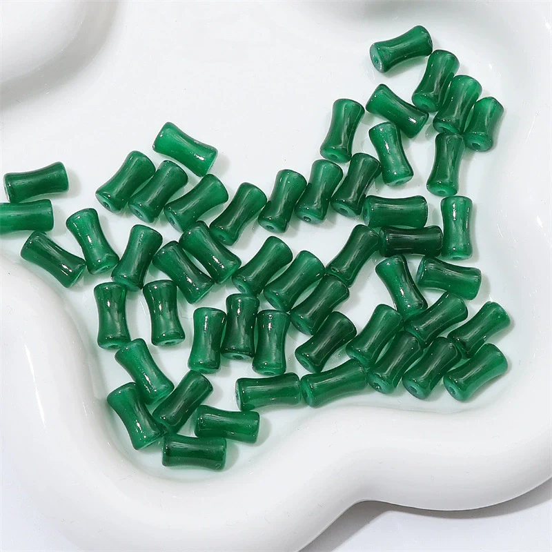 Wholesale Glass Glaze Handmade Bead String Jewelry Material For Bracelet Headdress Imitation Jade Straight Hole Bamboo Beads - Image 20