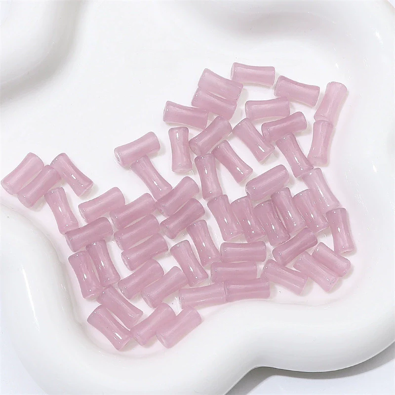 Wholesale Glass Glaze Handmade Bead String Jewelry Material For Bracelet Headdress Imitation Jade Straight Hole Bamboo Beads - Image 6