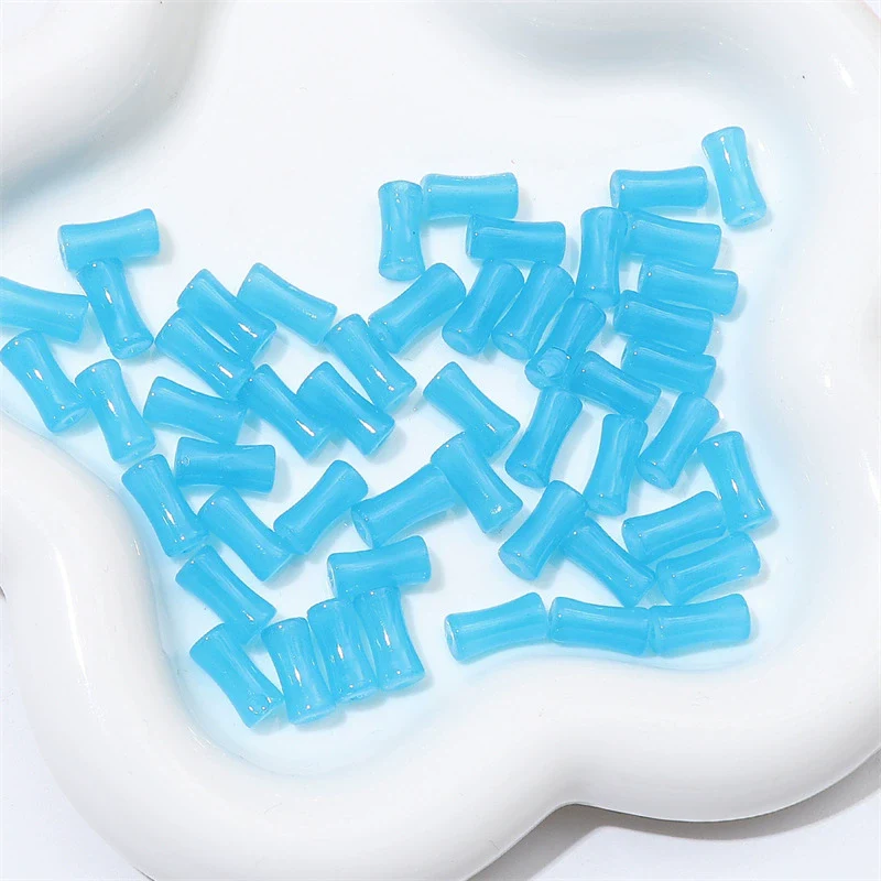 Wholesale Glass Glaze Handmade Bead String Jewelry Material For Bracelet Headdress Imitation Jade Straight Hole Bamboo Beads - Image 8
