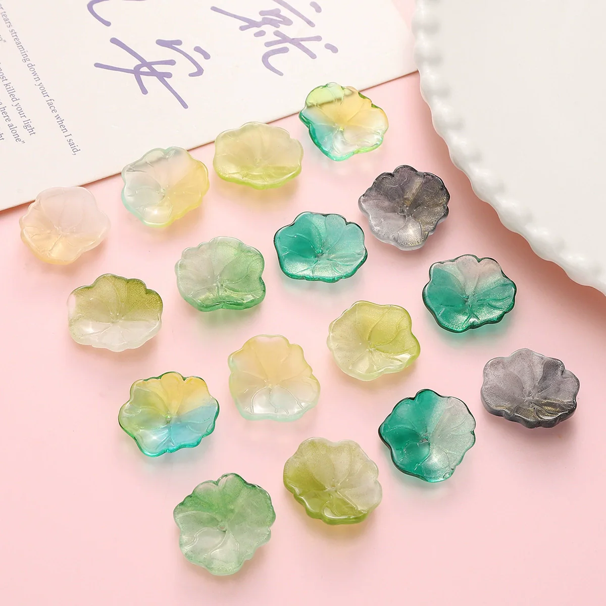 Wholesale Glass Glazed Handmade Three Dimensional Lace Lotus Leaf Beads For Necklace Bracelet Clothing Accessories - Image 3