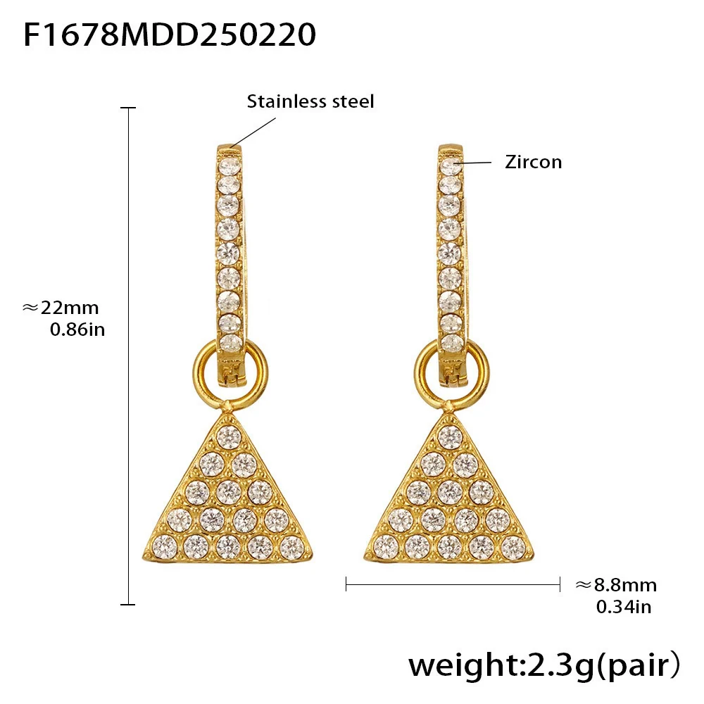 Wholesale Gold Plated 18K Gold Inlaid Zircon Stainless Steel Geometric Heart Shape And Bow Tie Earrings For Women - Image 6