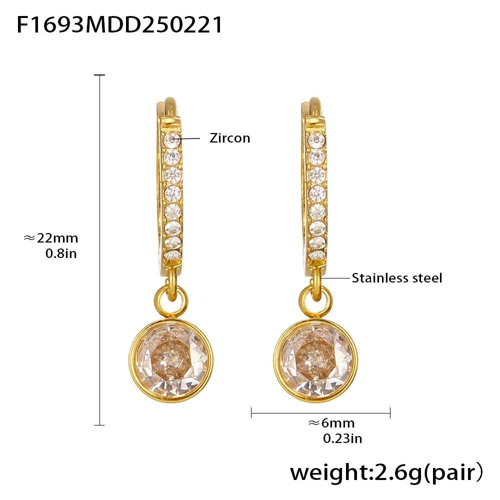 Wholesale Gold Plated 18K Non Fading Stainless Steel Earrings With Inlaid Zircon Geometric And Heart Shape For Women - Image 13