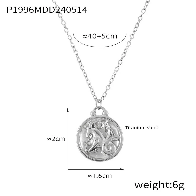 Wholesale Gold Plated Constellation Geometric Pattern Titanium Steel Pendant Necklace For Women - Image 17