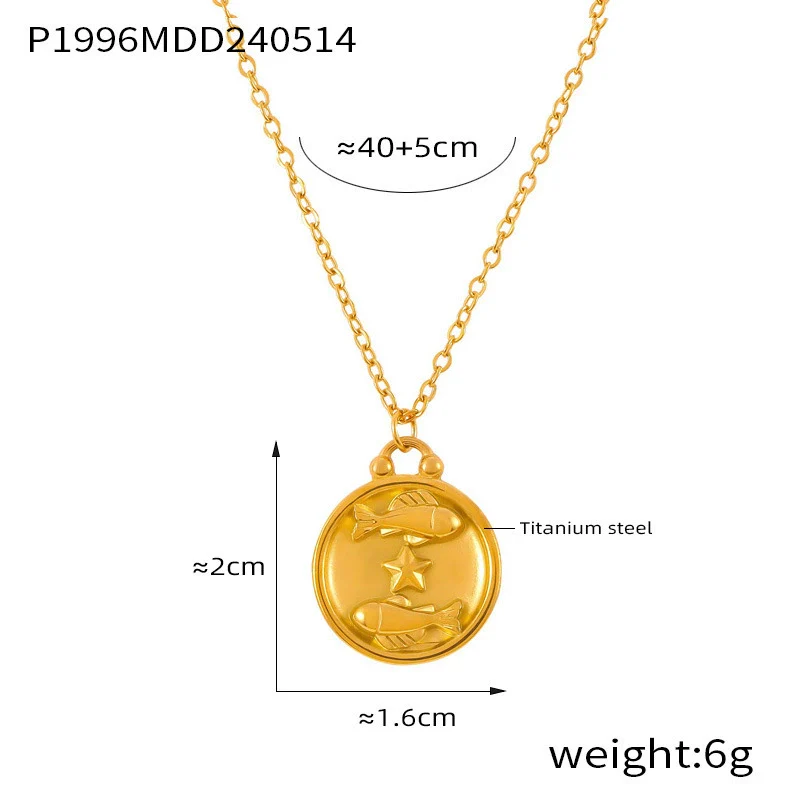 Wholesale Gold Plated Constellation Geometric Pattern Titanium Steel Pendant Necklace For Women - Image 19