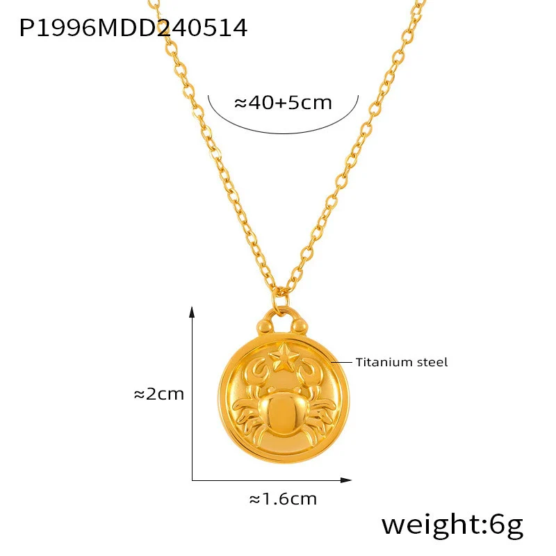 Wholesale Gold Plated Constellation Geometric Pattern Titanium Steel Pendant Necklace For Women - Image 23