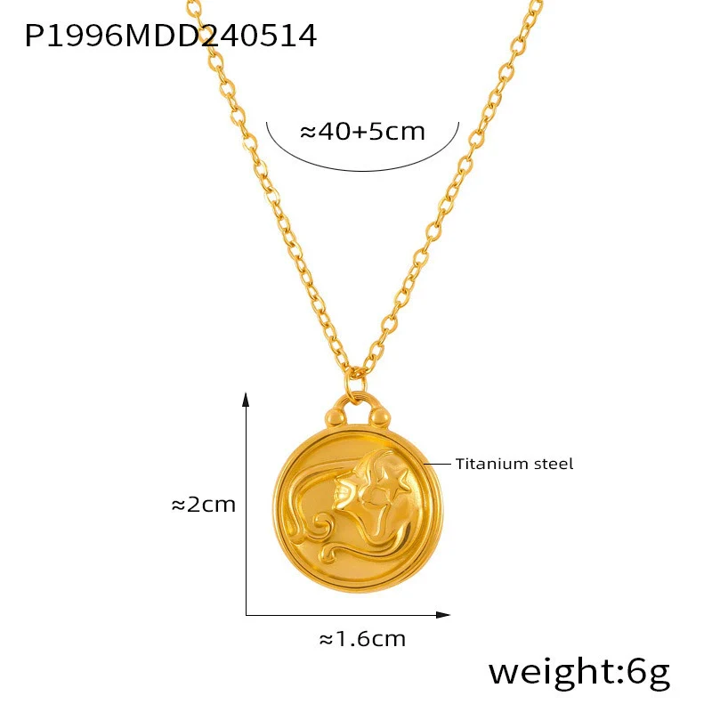 Wholesale Gold Plated Constellation Geometric Pattern Titanium Steel Pendant Necklace For Women - Image 25