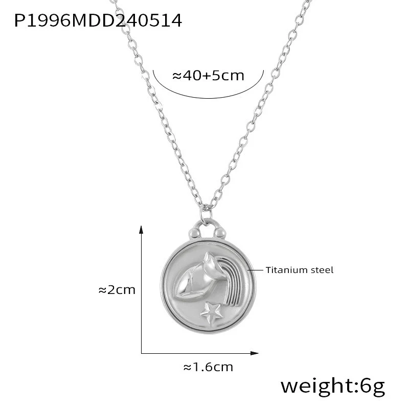 Wholesale Gold Plated Constellation Geometric Pattern Titanium Steel Pendant Necklace For Women - Image 6
