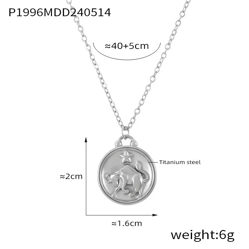 Wholesale Gold Plated Constellation Geometric Pattern Titanium Steel Pendant Necklace For Women - Image 9