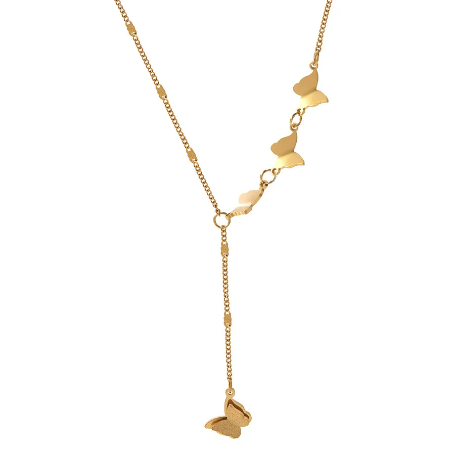 Wholesale Gold Plated Stainless Steel And Titanium Steel Butterfly And Bow Tie Necklace Jewelry For Women Light Luxury Style - Image 5