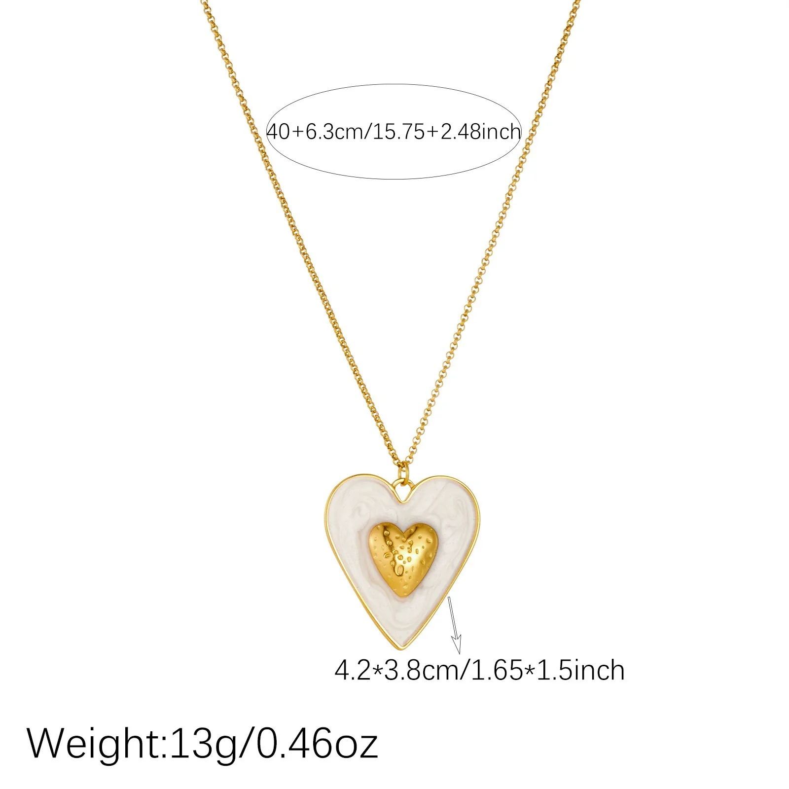Wholesale Gold Plated Stainless Steel Double Heart Pendant Box Chain Necklace For Women - Image 4