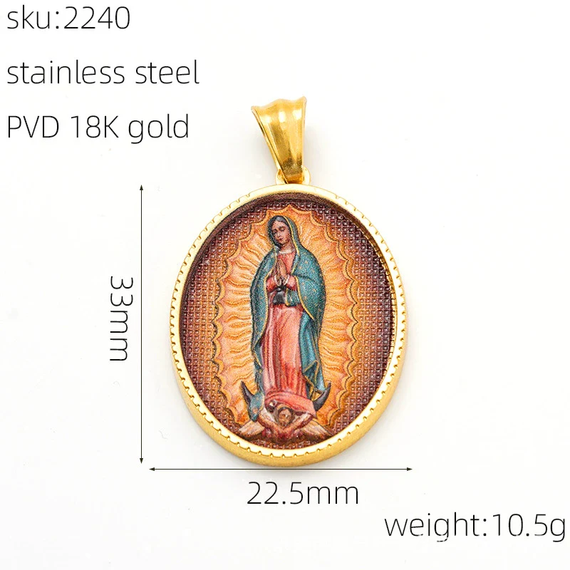Wholesale Gold Plated Stainless Steel Ins Style Virgin Religious Portrait Person Shape Pendant Jewelry - Image 10