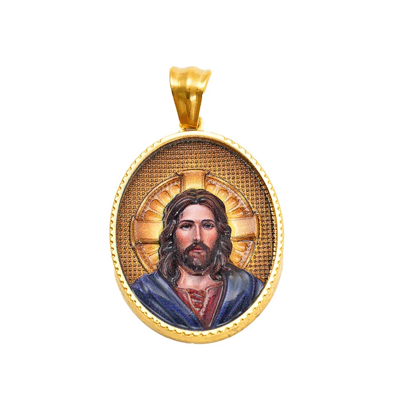 Wholesale Gold Plated Stainless Steel Ins Style Virgin Religious Portrait Person Shape Pendant Jewelry - Image 3