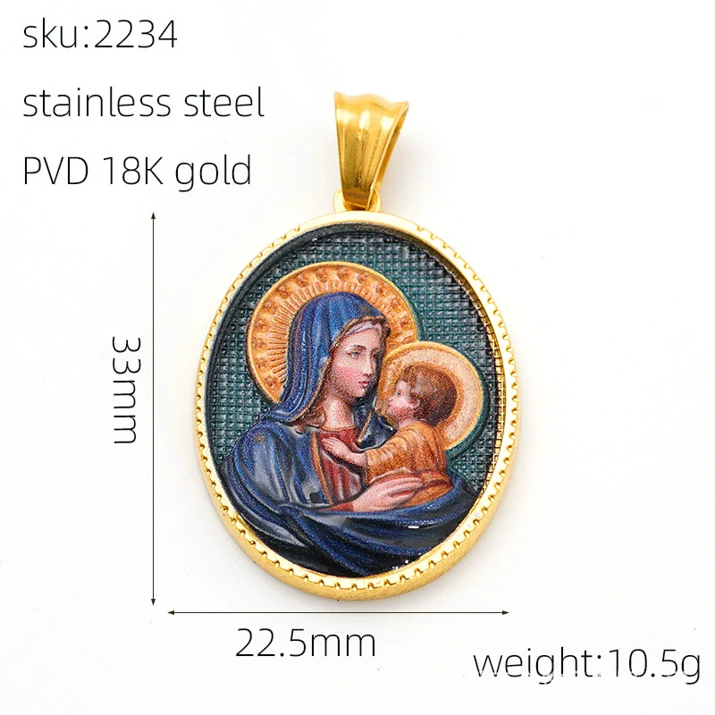 Wholesale Gold Plated Stainless Steel Ins Style Virgin Religious Portrait Person Shape Pendant Jewelry - Image 4