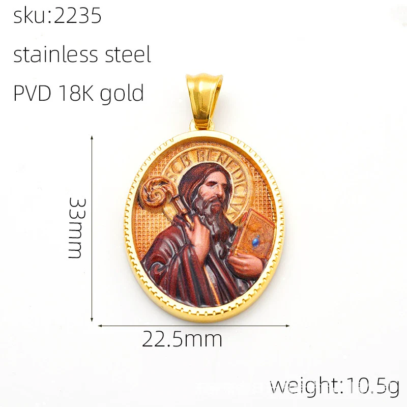 Wholesale Gold Plated Stainless Steel Ins Style Virgin Religious Portrait Person Shape Pendant Jewelry - Image 5