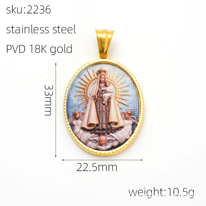 Wholesale Gold Plated Stainless Steel Ins Style Virgin Religious Portrait Person Shape Pendant Jewelry - Image 6
