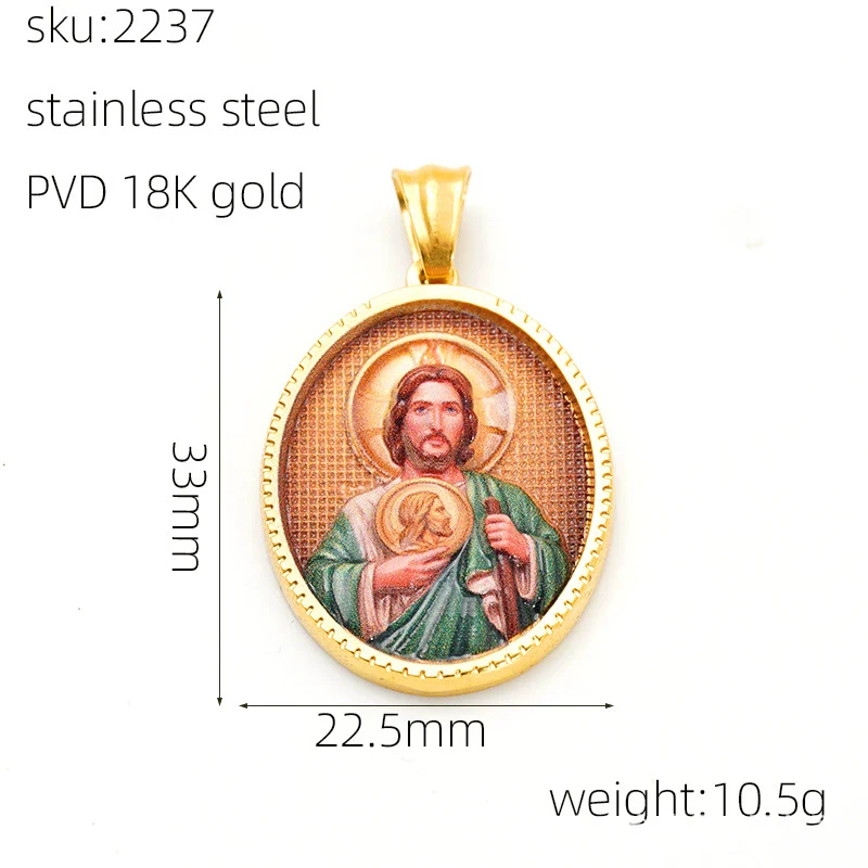 Wholesale Gold Plated Stainless Steel Ins Style Virgin Religious Portrait Person Shape Pendant Jewelry - Image 7