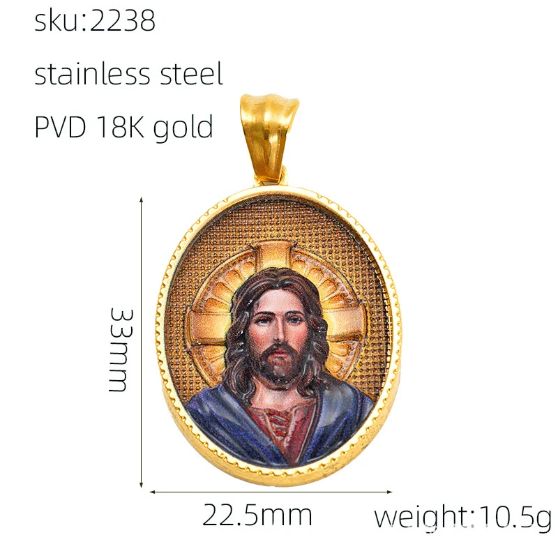 Wholesale Gold Plated Stainless Steel Ins Style Virgin Religious Portrait Person Shape Pendant Jewelry - Image 8