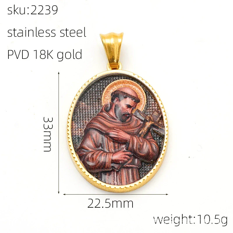 Wholesale Gold Plated Stainless Steel Ins Style Virgin Religious Portrait Person Shape Pendant Jewelry - Image 9