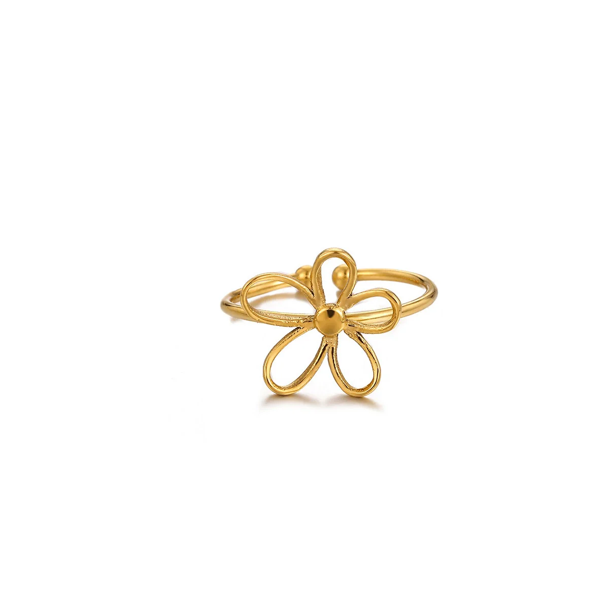 Wholesale Gold Plated Stainless Steel Mini Flower And Butterfly Ring Jewelry For Women - Image 5