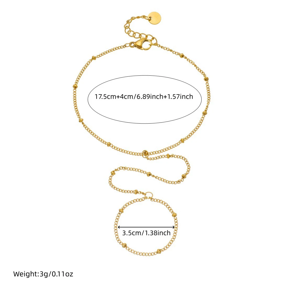 Wholesale Gold Plated Stainless Steel Women's Hand Chain Ring Bracelet Jewelry - Image 4