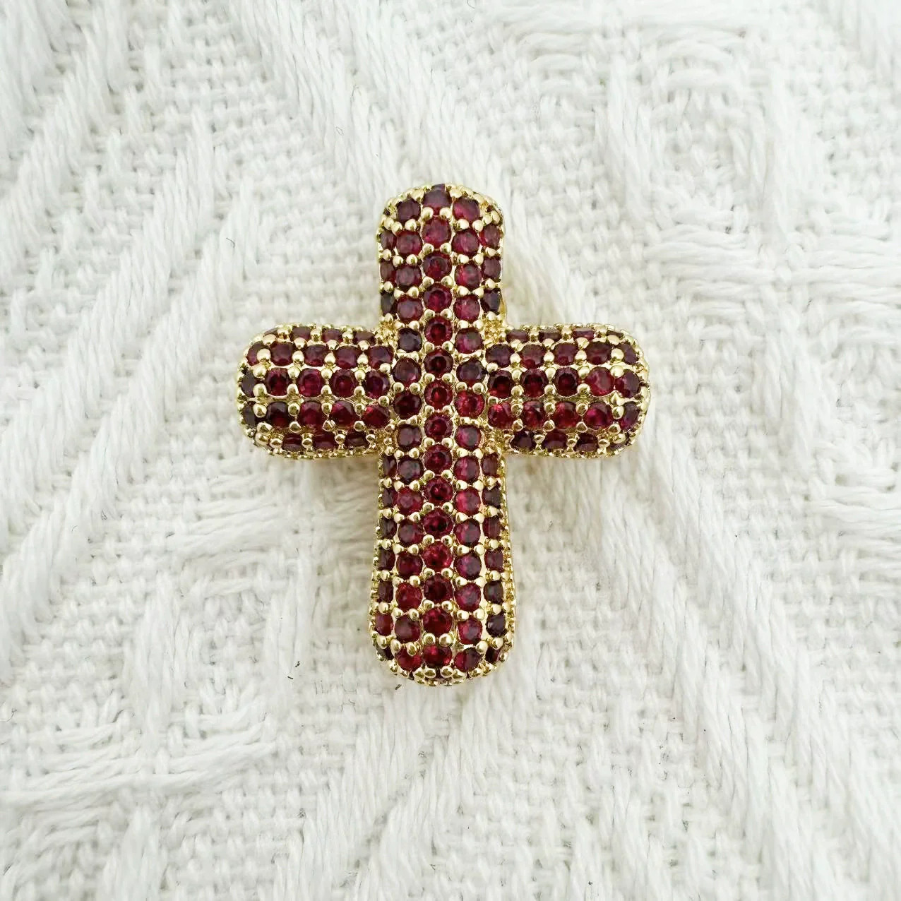 Wholesale Gold Plated Zircon Encrusted Chubby Cross Pendant Diy Jewelry Accessories Made Of Copper - Image 14