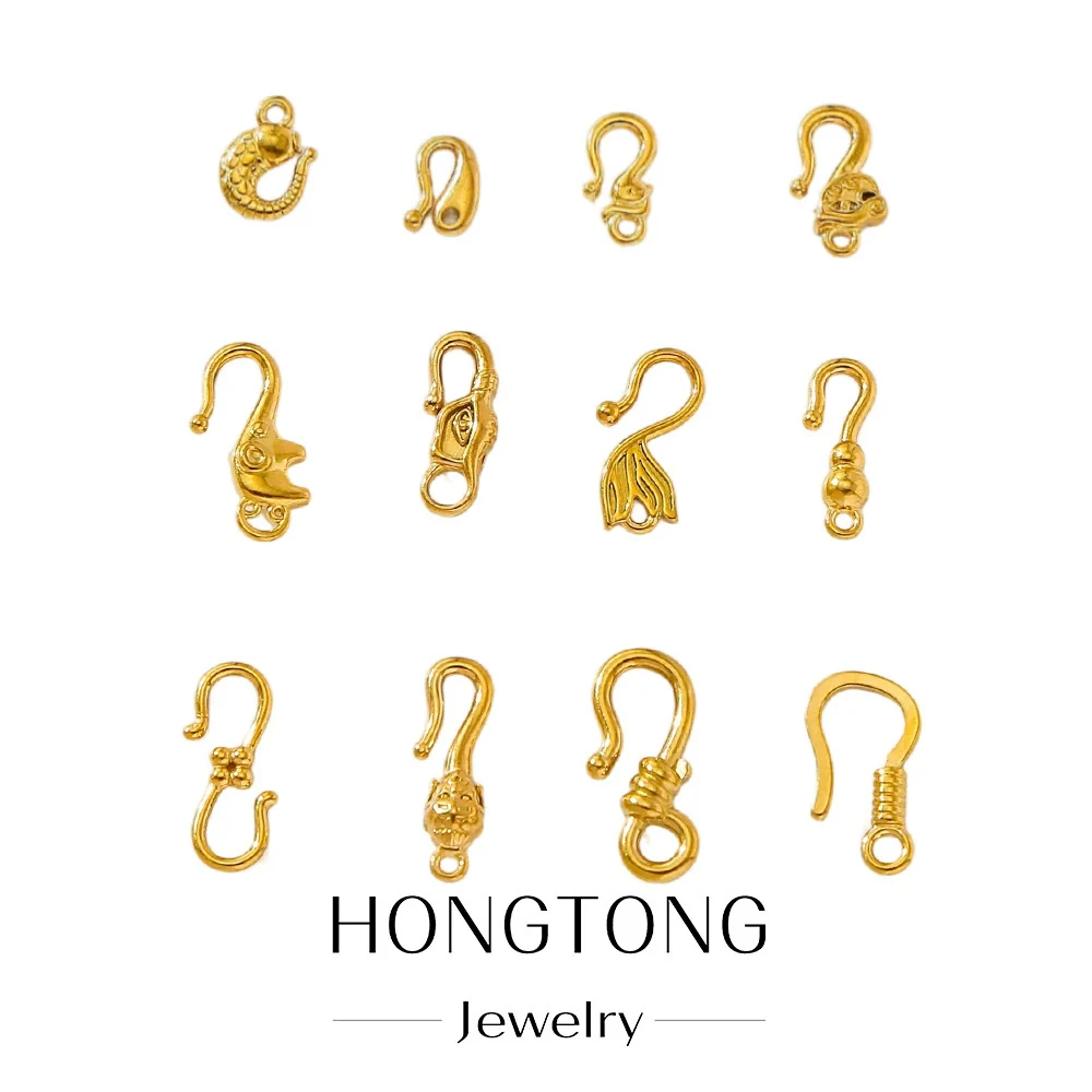 Wholesale Golden Stainless Steel Hook Buckles Geometric Handmade Diy Jewelry Connecting Buckles For Bracelets Necklaces With Electroplating