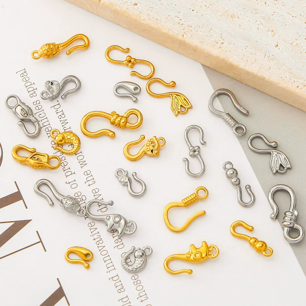 Wholesale Golden Stainless Steel Hook Buckles Geometric Handmade Diy Jewelry Connecting Buckles For Bracelets Necklaces With Electroplating - Image 2