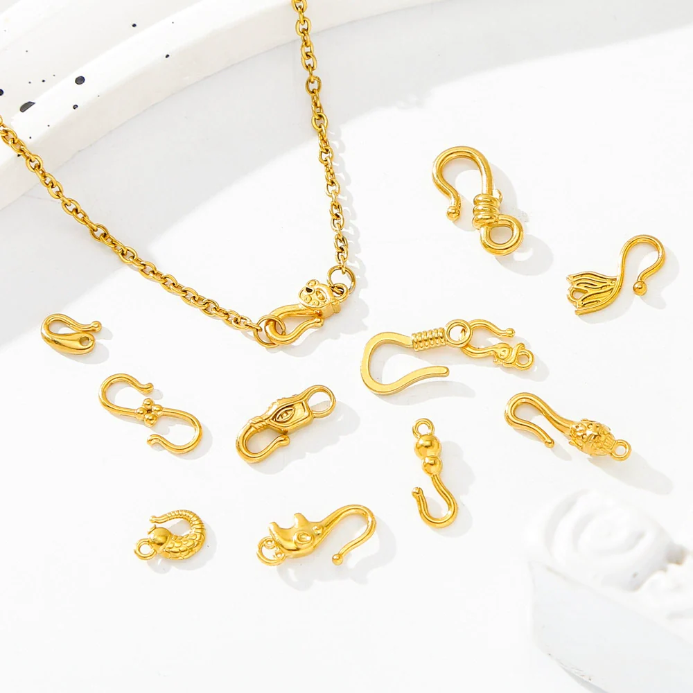 Wholesale Golden Stainless Steel Hook Buckles Geometric Handmade Diy Jewelry Connecting Buckles For Bracelets Necklaces With Electroplating - Image 3