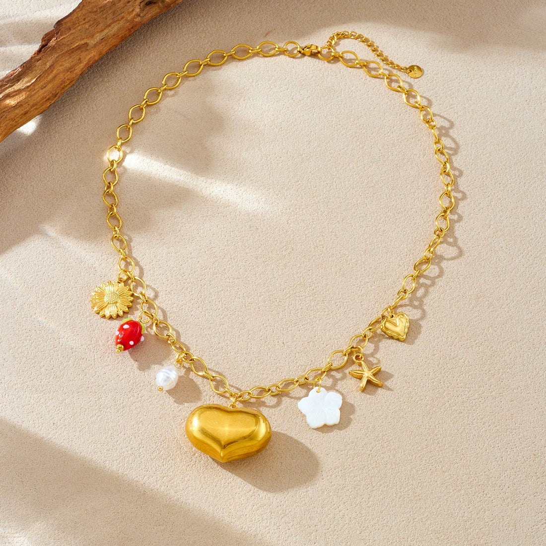 Wholesale Goldplated Stainless Steel Heartshaped Pendant Necklace For Women With Cross Round Chain In Chic Style - Image 3