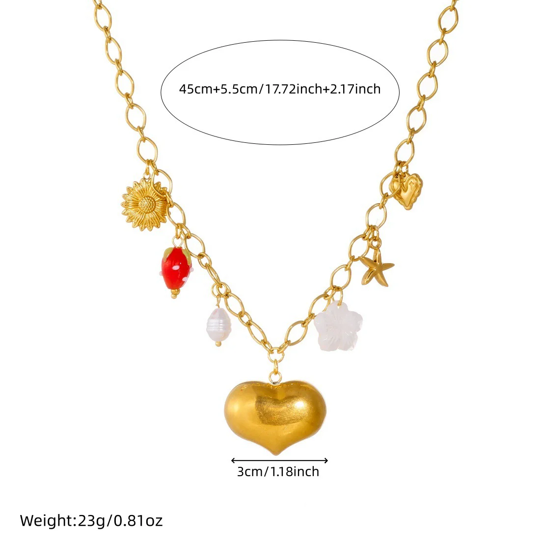 Wholesale Goldplated Stainless Steel Heartshaped Pendant Necklace For Women With Cross Round Chain In Chic Style - Image 4