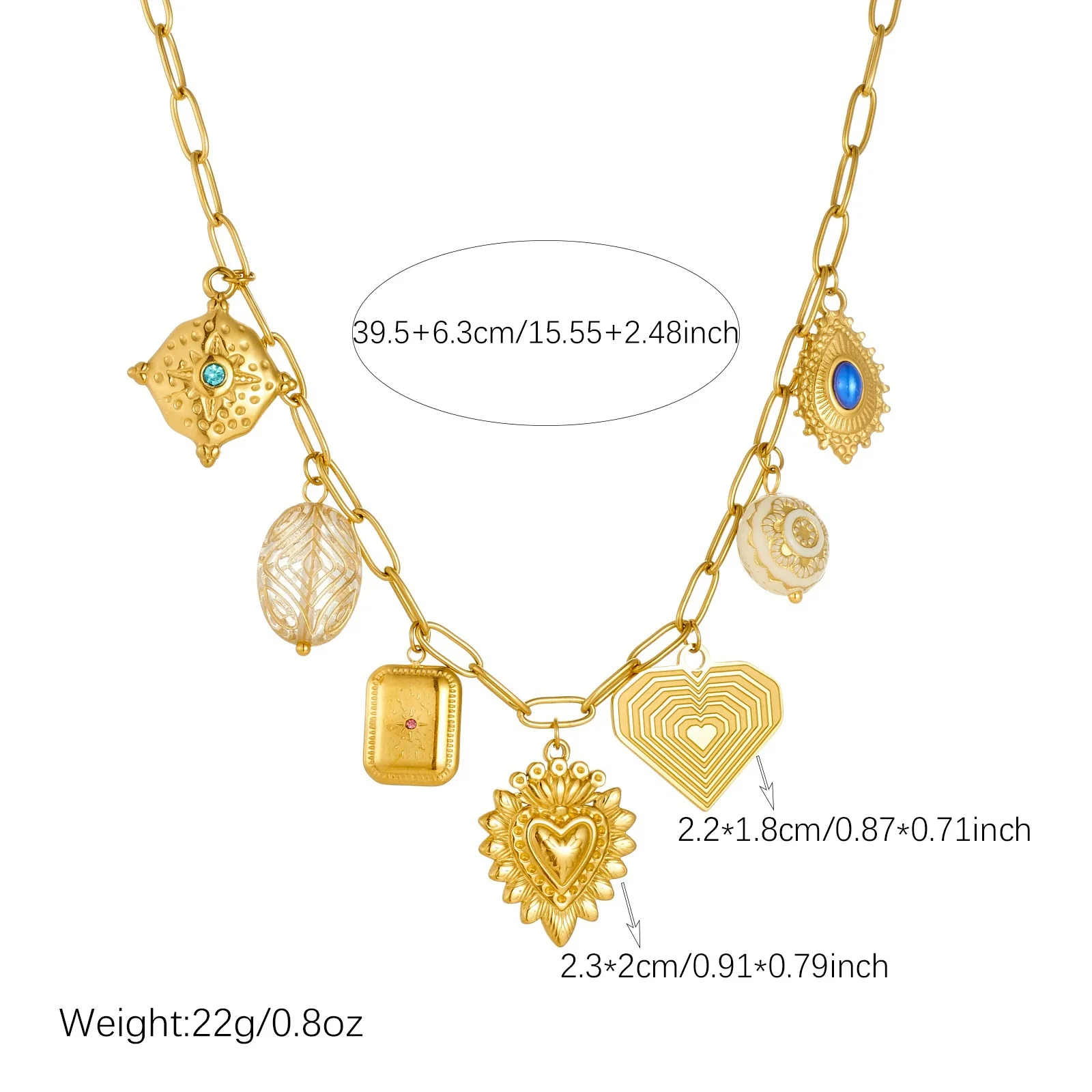 Wholesale Goldplated Stainless Steel Palace Style Heartshaped Pendant Necklace With Cross Round Chain For Women - Image 4