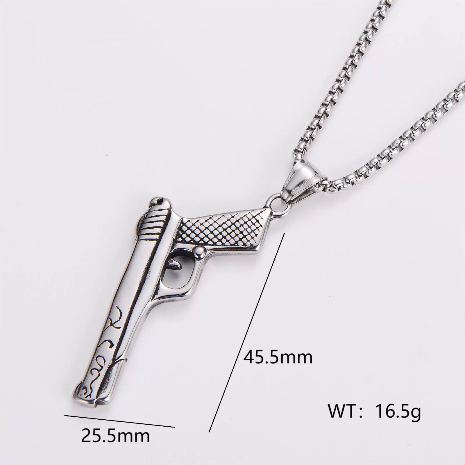 Wholesale Gun Necklace Stainless Steel Punk Hip Hop Geometric Polished Fashion - Image 14