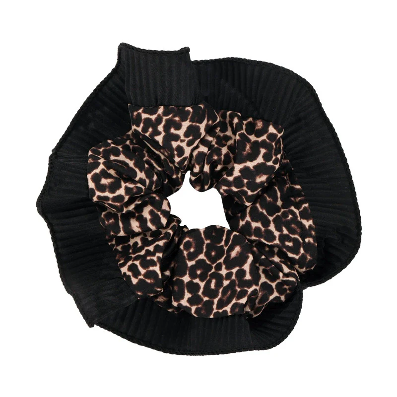 Wholesale Hair Ring Retro Leopard Lace Fabric Handmade Women's Fashion Niche Design Elegant Hair Rope Large Bowel Ring - Image 5