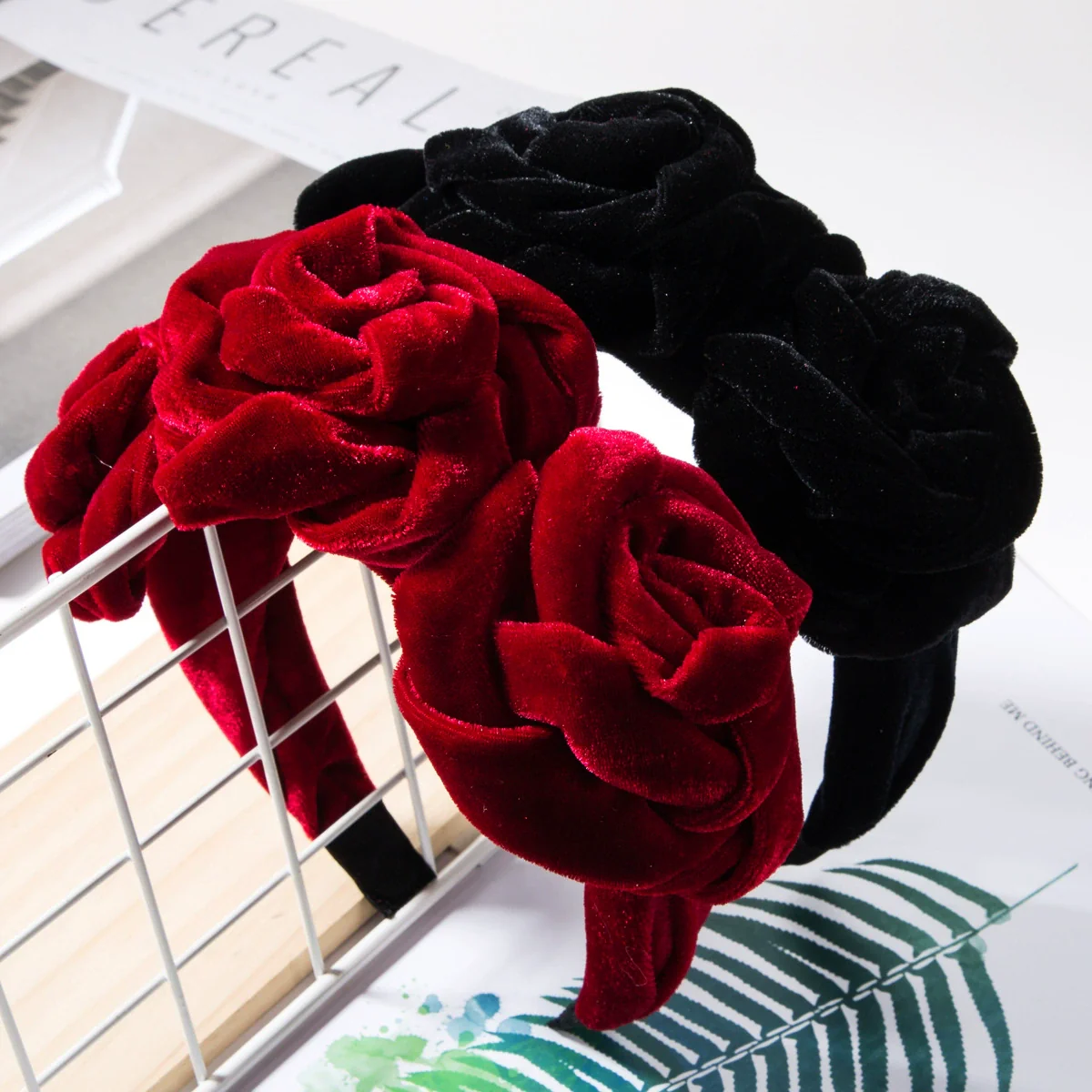 Wholesale Hairband Gold Velvet Multi Layer Flower Simple Style - Image 2