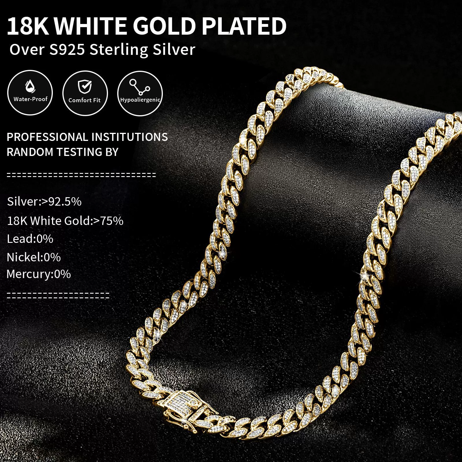 Wholesale Handmade Diamond Hiphop Gold Plated Copper Cuban Chain Necklace For Unisex - Image 4